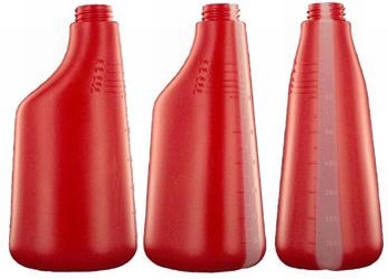 NIEUW: Fles 600 ml polyethyleen rood met schaalverdelingen e