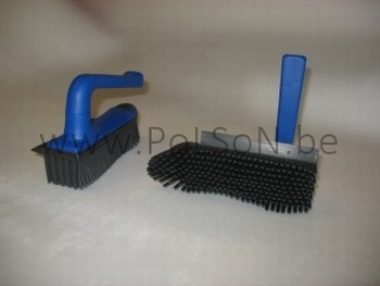 HANDBORSTEL RUBBER+WISSER met draaibaar handvat - blauw