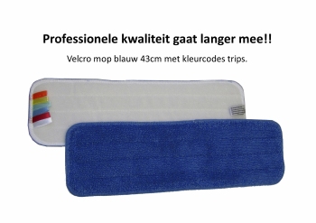 Mop Microvezel velcro 44 x 13 cm blauw