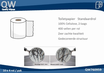 TOILETPAPIER standaard rol 400vel 2laags 100% cellulose 40rl