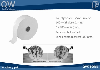 TOILETPAPIER MAXI JUMBO, CELLULOSE 2L - 6 rol/pak