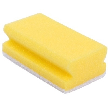Schuurspons synthetisch - 13 x 7 cm - GEEL/WIT
