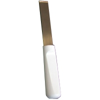 Spatel voor voedingsindustrie inox met wit handvat 2cm