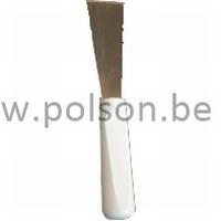 Spatel voor voedingsindustrie inox met wit handvat 4cm