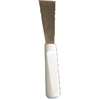 Spatel voor voedingsindustrie inox met wit handvat 4cm