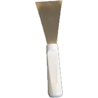 Spatel voor voedingsindustrie inox met wit handvat 6cm