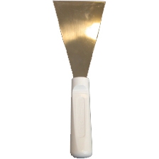 Spatel voor voedingsindustrie inox met wit handvat 8cm