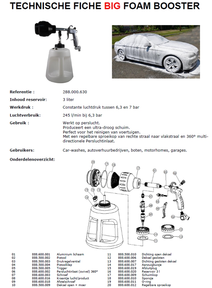 Foam Booster 3L (Nieuwe versie!)