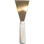 Spatel voor voedingsindustrie inox met wit handvat 8cm